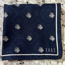 CLASSIC MAN HANDKERCHIEF COTTON POCKET SQUARE20" ART DARK BLUE GEOMETRIC VINTAGE