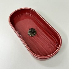 Ikebana Planter With Metal Frog Pink Mauve Japanese Flower Arranging Vintage