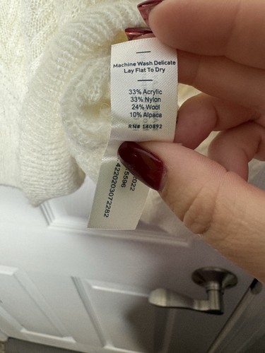 MARINE LAYER NWT Ashton Pointelle Sweater Antique White XL Wool/Alpaca Blend - Picture 6 of 7