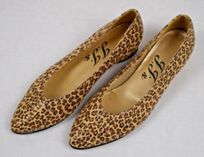 Vintage Animal Print Pumps Size 7.5M 80s Gold Brown Leopard Print Metallic Heels