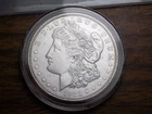 MORGAN SILVER DOLLAR 1921 D FROSTY UNC IN HARD PLASTIC CASE 90% SILVER