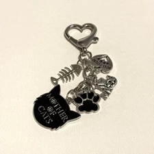Cat Lover Keychain Mother of Cats Paw Fishbone Best Friend Charms Clip