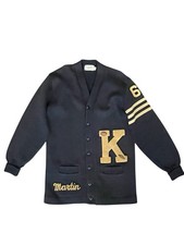 Vintage 1960s Albion Black  Gold 67 Football Letterman Sweater 100 Wool Large