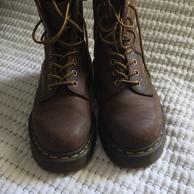 Dr. Martens womens Brown Leather Lace-Up Combat Ankle Boots 