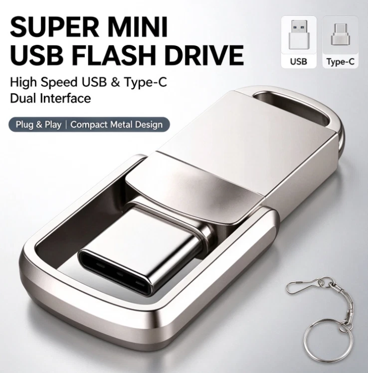 2TB USB 3.2 Flash Drive Type C Metal U Disk High Speed Memory Stick Data Storage