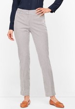 Talbots Hampshire Ankle Pants Women's Size 8 Petite in Teatime Stripe Grey NWT 