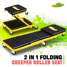 36" 330lbs Z Shaped Yellow 2-in-1 Car Creeper Seat Rolling Chair Mechanic Tools