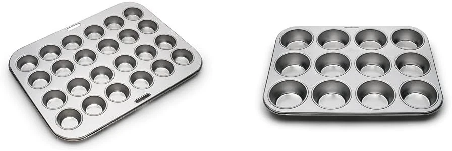 Mini Muffin Pan 24 Cup Stainless Steel 12-Cup Muffin & Cupcake Baking Pan 10.5 x