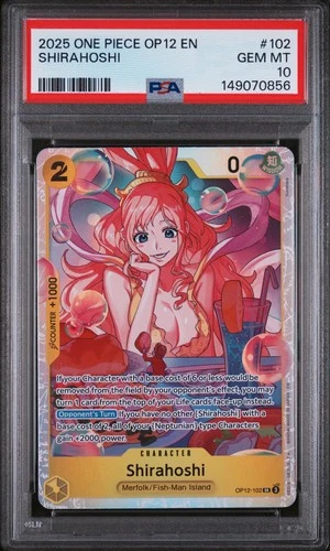 2025 ONE PIECE OP12-LEGACY OF THE MASTER #102 SHIRAHOSHI PSA 10