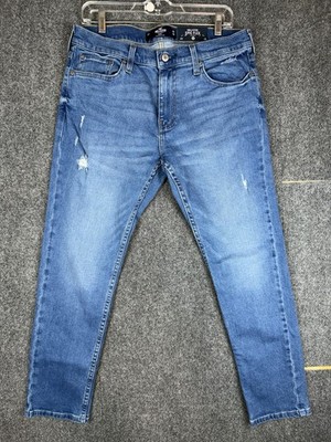 Hollister California Men's Epic Flex Skinny Jeans Medium Wash Distressed 32x28