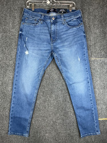 Hollister California Men's Epic Flex Skinny Jeans Medium Wash Distressed 32x28