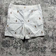 Polo Ralph Lauren Shorts Boys 16 White All Over Pony Logos Drawstring Preppy Kid