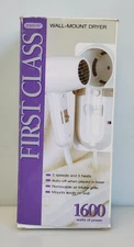 Jerdon First Class 1600W Wall Mount Hair Dryer 2-Speed Hotel-Style JWM6CF, New