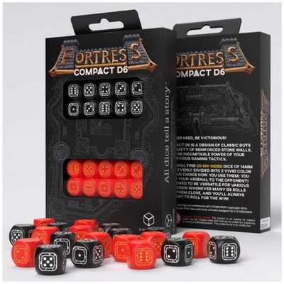 Q-Workshop Fortress Black And Red Compact 20D6 Dice Set NEW