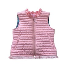 Lilly Pulitzer Levie Vest Paradise Pin Fringe Ruffe Little Girl Size 4/5 Small