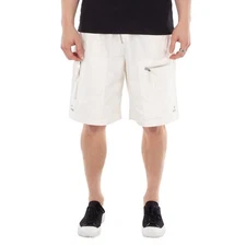 Isabel Marant Men's Beige Nahlan Elasticated Waistband Zip-Detailed Shorts, Size