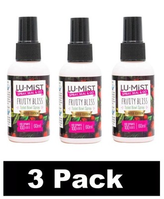 3 x LU-MIST FRUITY BLISS TOILET BOWL SPRAY LIMITED EDITION BRAND NEW