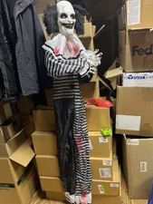 Haunted Hill Farm Life-Size Black & White Animatronic Clown