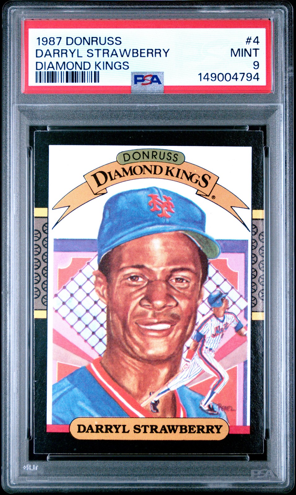 1987 DONRUSS DIAMOND KINGS #4 DARRYL STRAWBERRY PSA 9