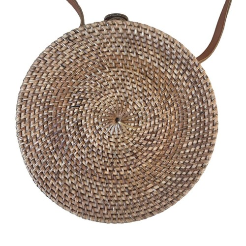 Rattan Umhängetasche Handtasche Damen gewebt hellbraun Boho Strand Urlaub Insel Resortwear - Bild 2 von 11