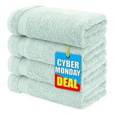 , Hand Towels for Bathroom Set of 4, 100 Cotton 4 Piece Hand Towels Mint