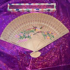 Chinese High End Gift Hand Wood Fan With Box /glass Peer Lid