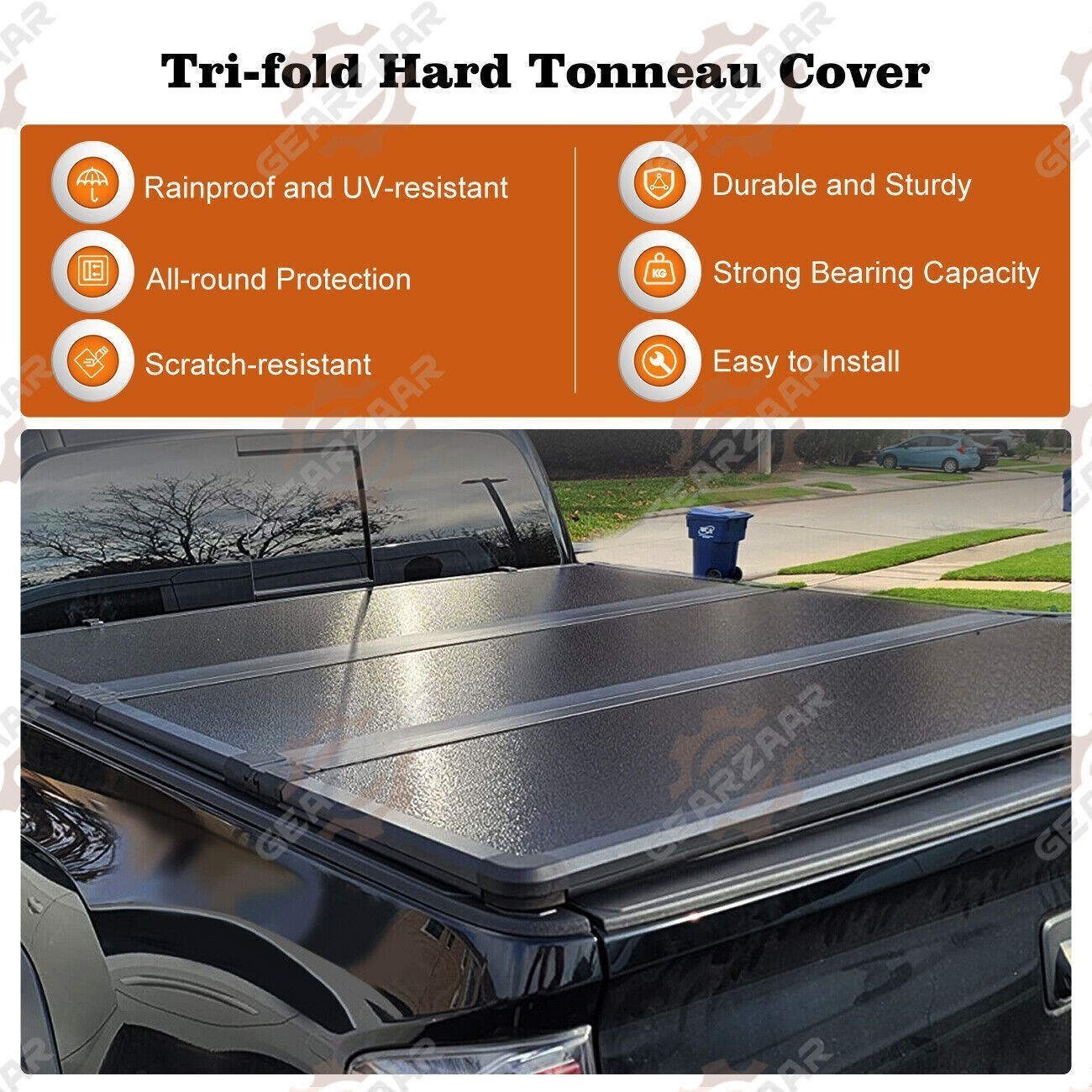 4.5ft Bed Tonneau Cover Hard Tri-Fold For 2022-2024 Ford Maverick Waterproof Wmg