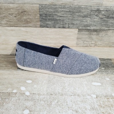 Toms Alpargata Mens Flats Sz 8.5 Navy Repreve Soft Heathered Knit Slip On Loafer