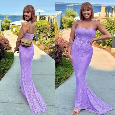 House of CB Antonina Purple Orchid Lace Corset Maxi Dress Stretch