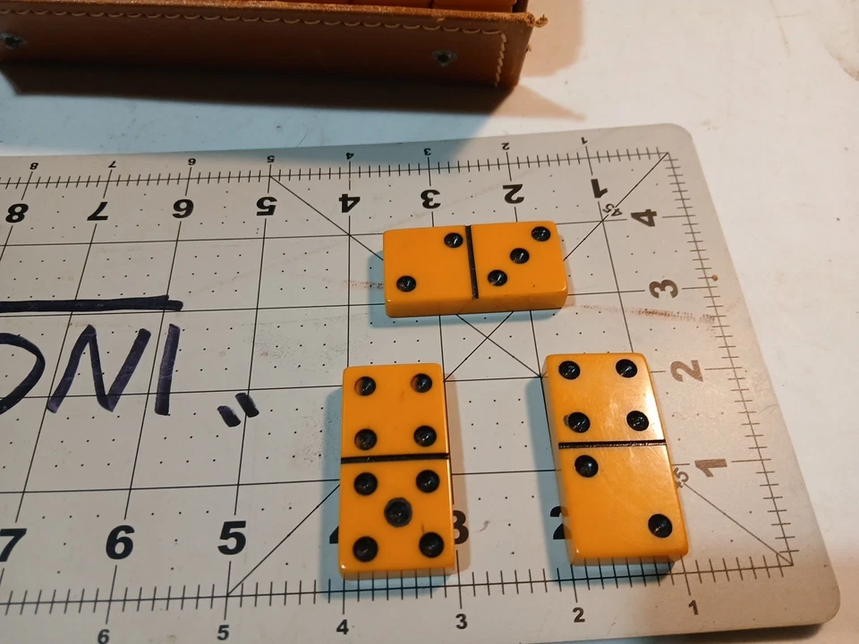 Vintage 2” Bakelite Dominoes Aged Butterscotch Pumpkin Orange - Image 3 of 4