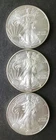 Lot of Three 2008 $1 American Silver Eagle Dollars