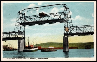 Postcard Eleventh Street Bridge, Tacoma, WA  White Border