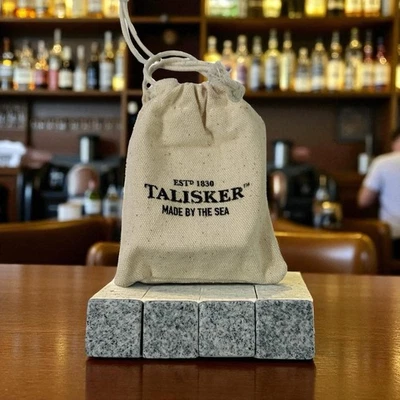 Talisker Whisky Granit Kühlsteine 4 Stück + Beutel ON THE ROCKS Getränke Kühlen