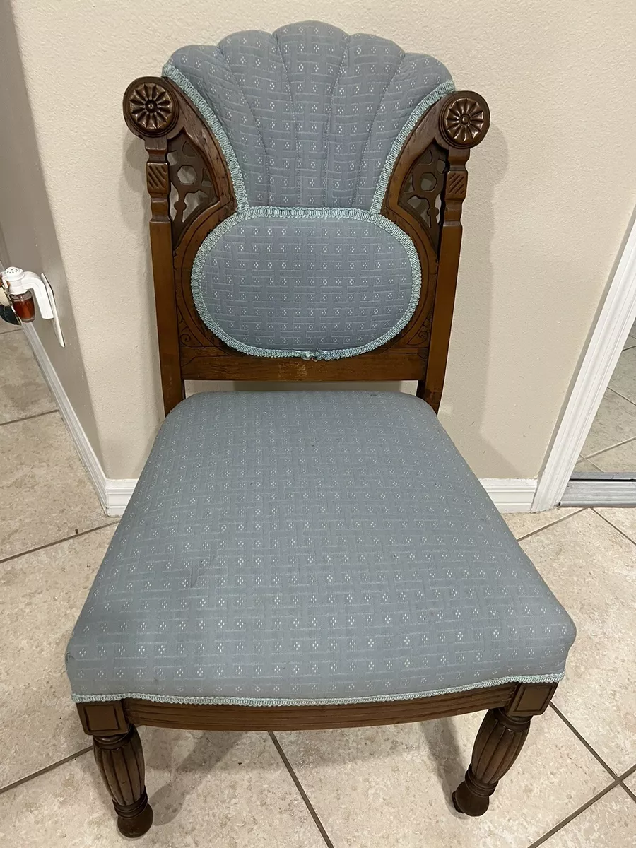 Antique Victorian Parlor 1800s with Wood Casters On Front Two Legs