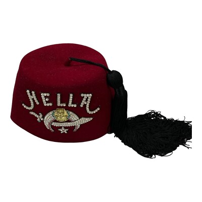 SHRINER'S Fez Hat Cap SZ 7.5 Freemasonry Collectible Memorabilia