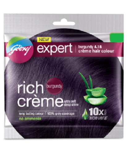 Pack of 10 Godrej Expert Rich Cr&egrave;me Hair Colour Shade 4.16 BURGUNDY, 20g+20ml