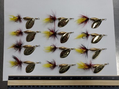 Lot of 12 Inline Spinners 3/16 oz - Golden Fire - 2.5'' - New Trout Lure