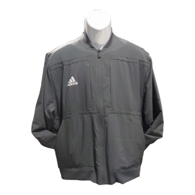 Adidas Jacket Mens Size Large Gray Full Zip Pockets Aeroready Active Long Sleeve
