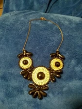 Beautiful Vintage Zad Black and  Gold Bib type necklace.  In perfect condition. 