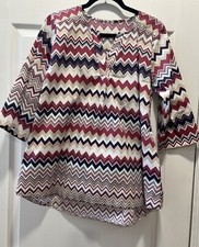 New Collection Blouse Made In Italy 100 Cotton Zigzag Multicolor Size S