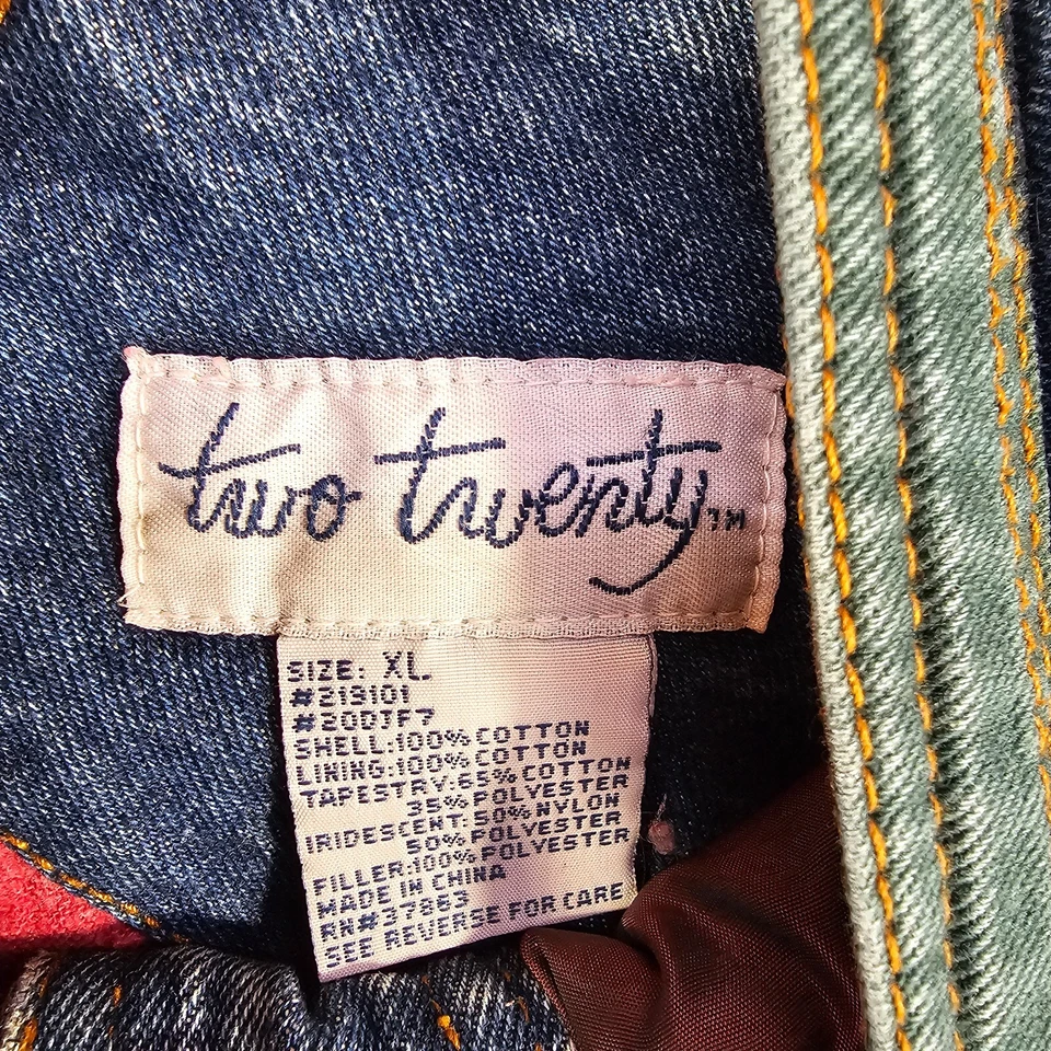 Chaqueta de mezclilla Two Twenty para mujer XL azteca frente a presión años 80 vintage Foto 4 de 4