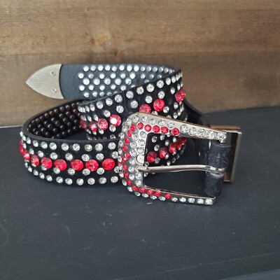 Black and Red Rhinestone/Jeweled Belt Amazon.com: Western Rhinestones Belt Cowgirl Diamond Studded  main image 3
