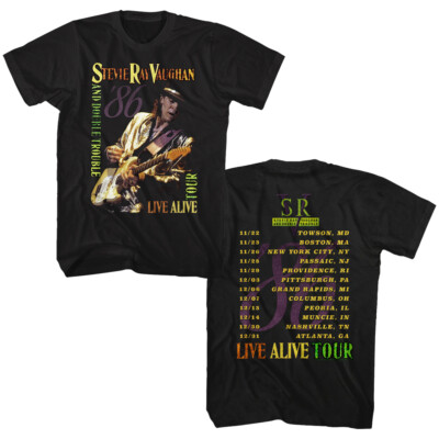 Stevie Ray Vaughan And Double Trouble Live Alive Tour Dates 86 Men's T Shirt 