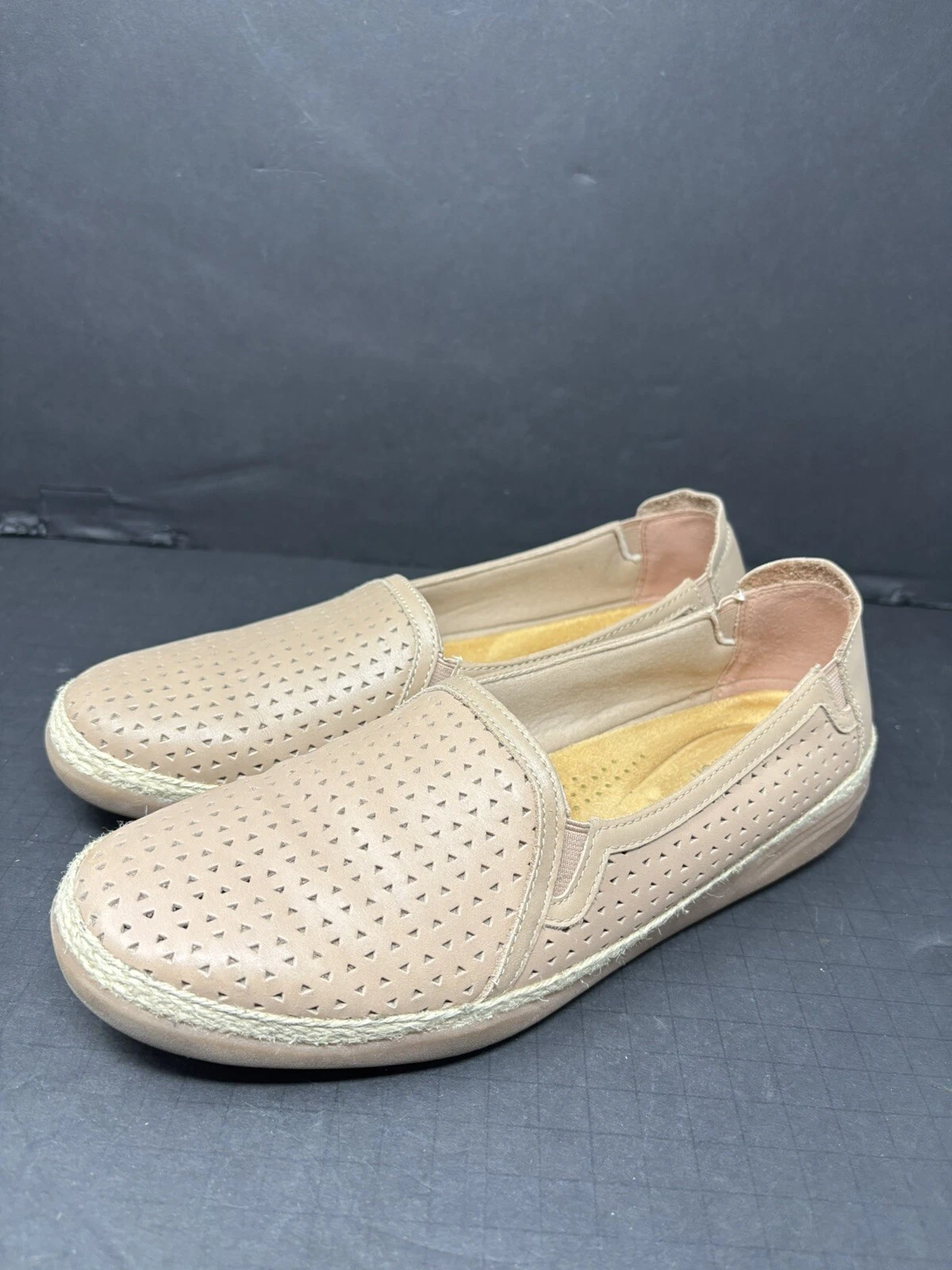 Mocassini slip on Clarks Elaina Rubino Marrone Pelle Espadrillas Taglia 9 5W