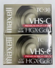 Maxell Camcorder Video Tapes VHS-C TC-30 HGX Gold Premium High Grade 2 Pack- New