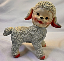 Vintage Sun Rubber Co. 1961 - 10" Blue Rubber Lamb Toy - Squeaker Works