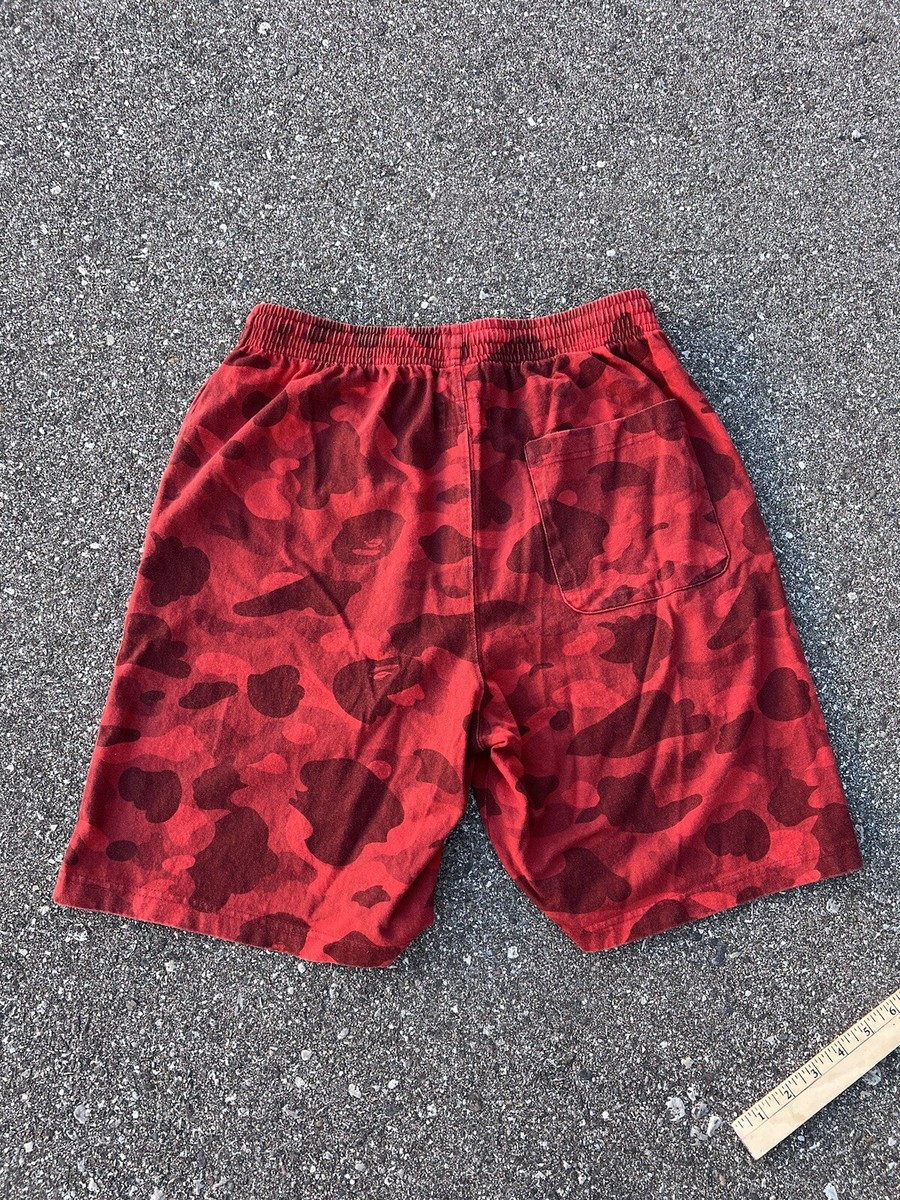 A Bathing Ape x Champion Red Camo Shorts Medium 2017 | eBay