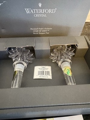 Waterford Crystal Star Of Erin Bottle Stopper Pair Marshall Fields Exclusive