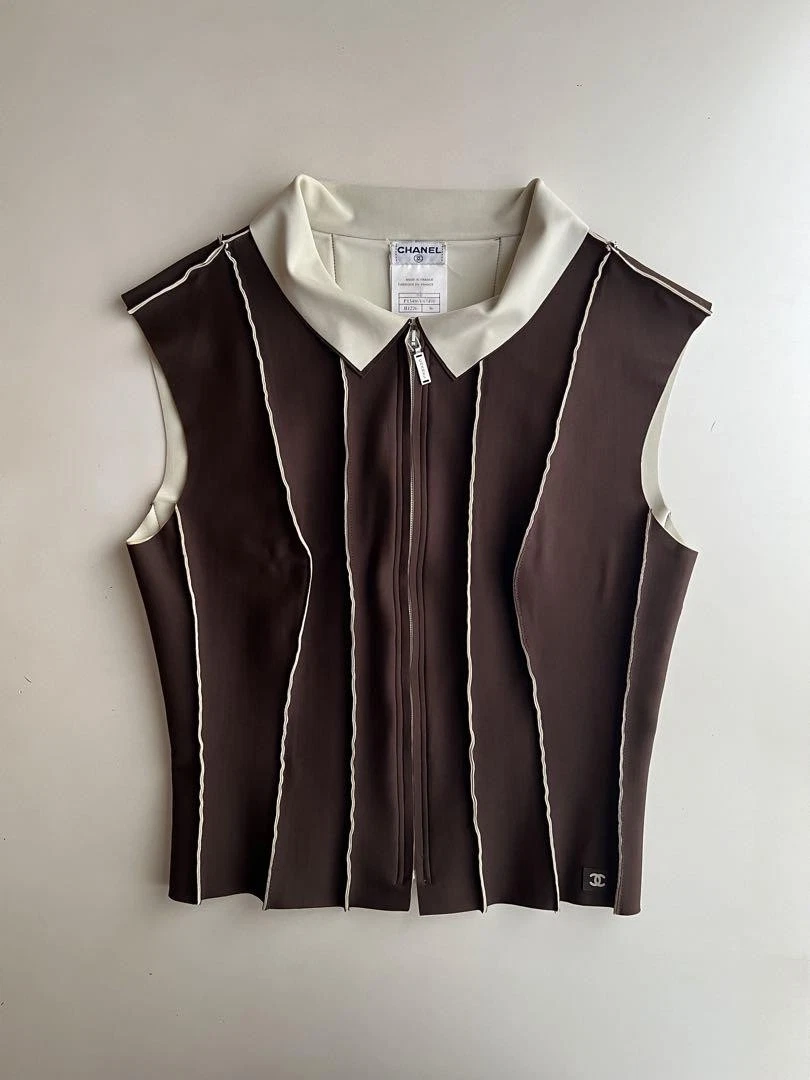 CAMICIA CHANEL LINE ZIP SS1999 taglia 36