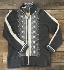 Eddie Bauer XL Nordic Cardigan Zip Fair Isle Snowflake Sweater